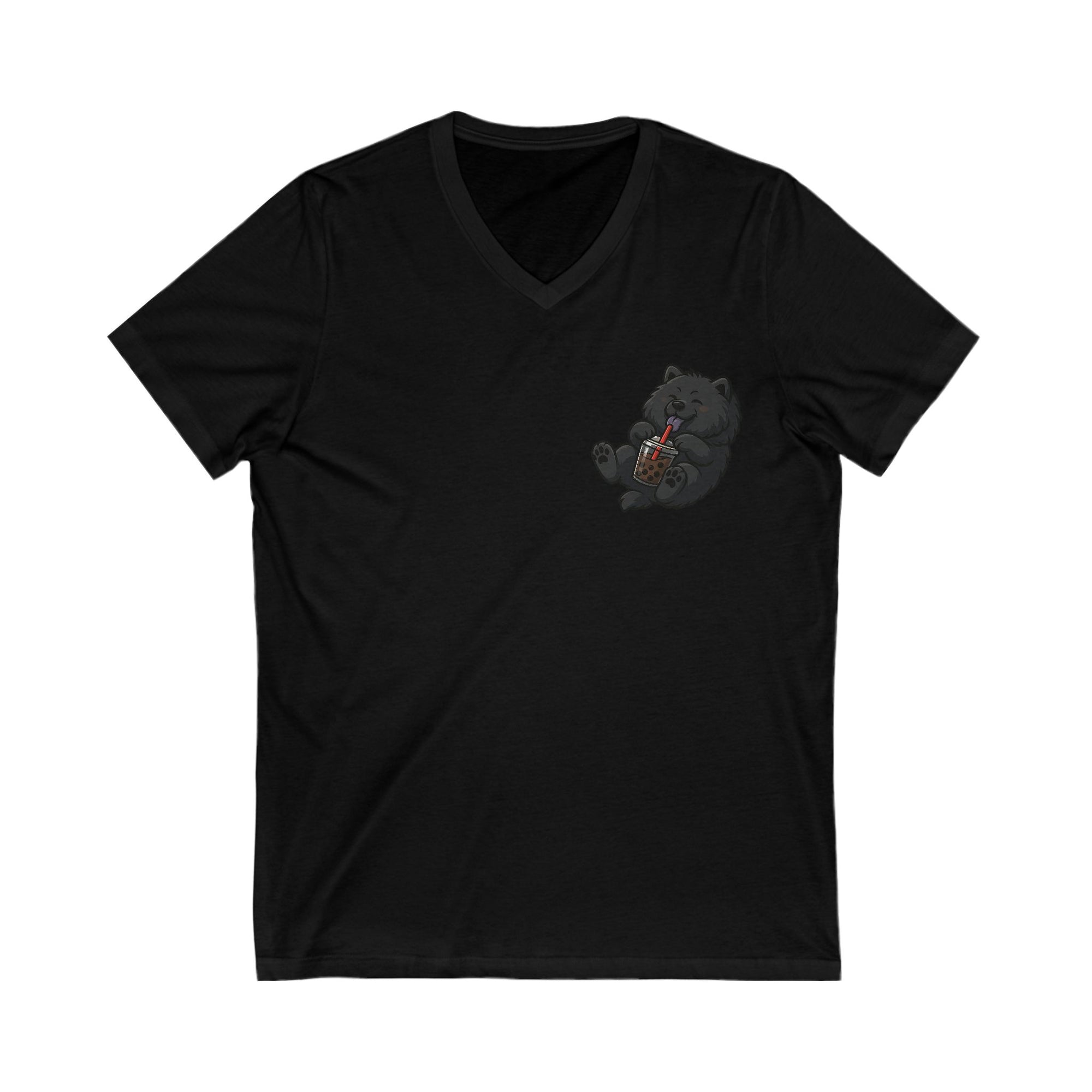 -Unisex Jersey Short Sleeve V-Neck Tee bobba black pup