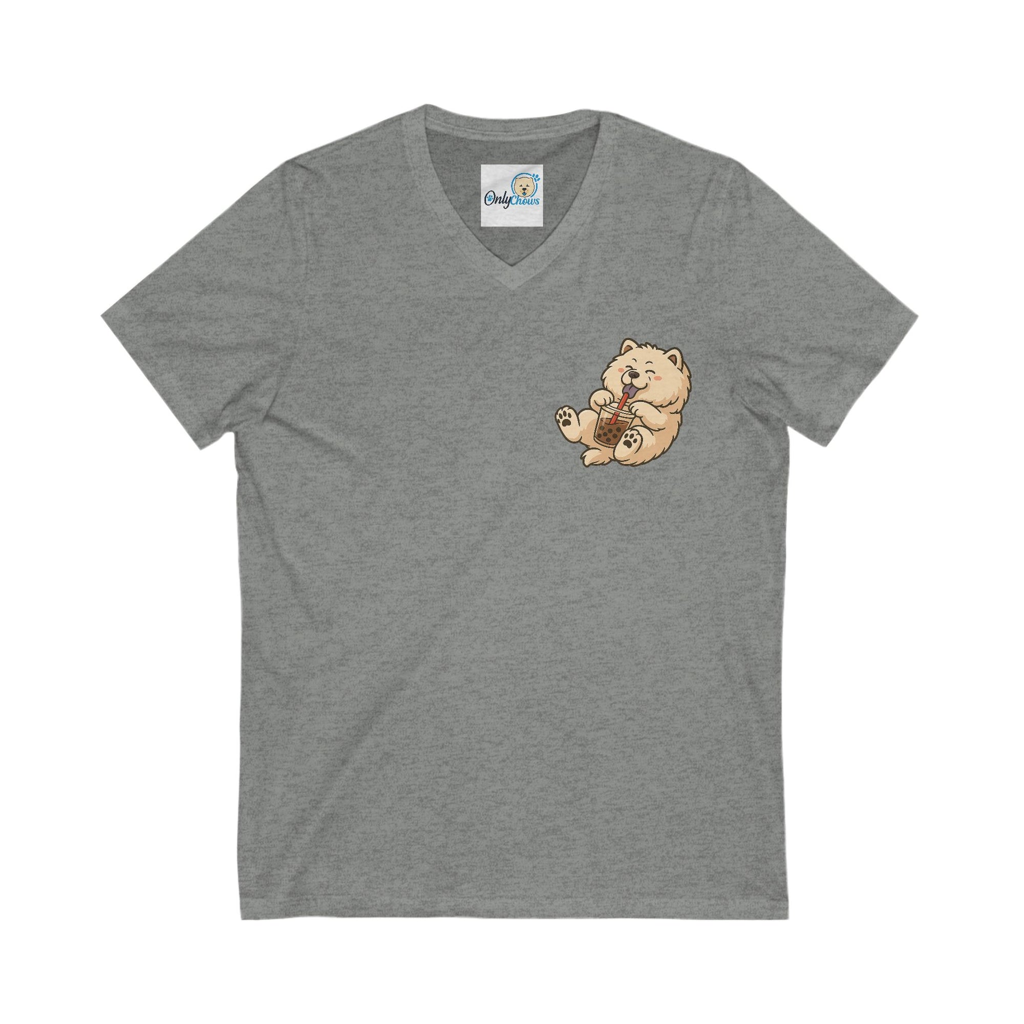 -Unisex Jersey Short Sleeve V-Neck Tee - Bobba cream pup